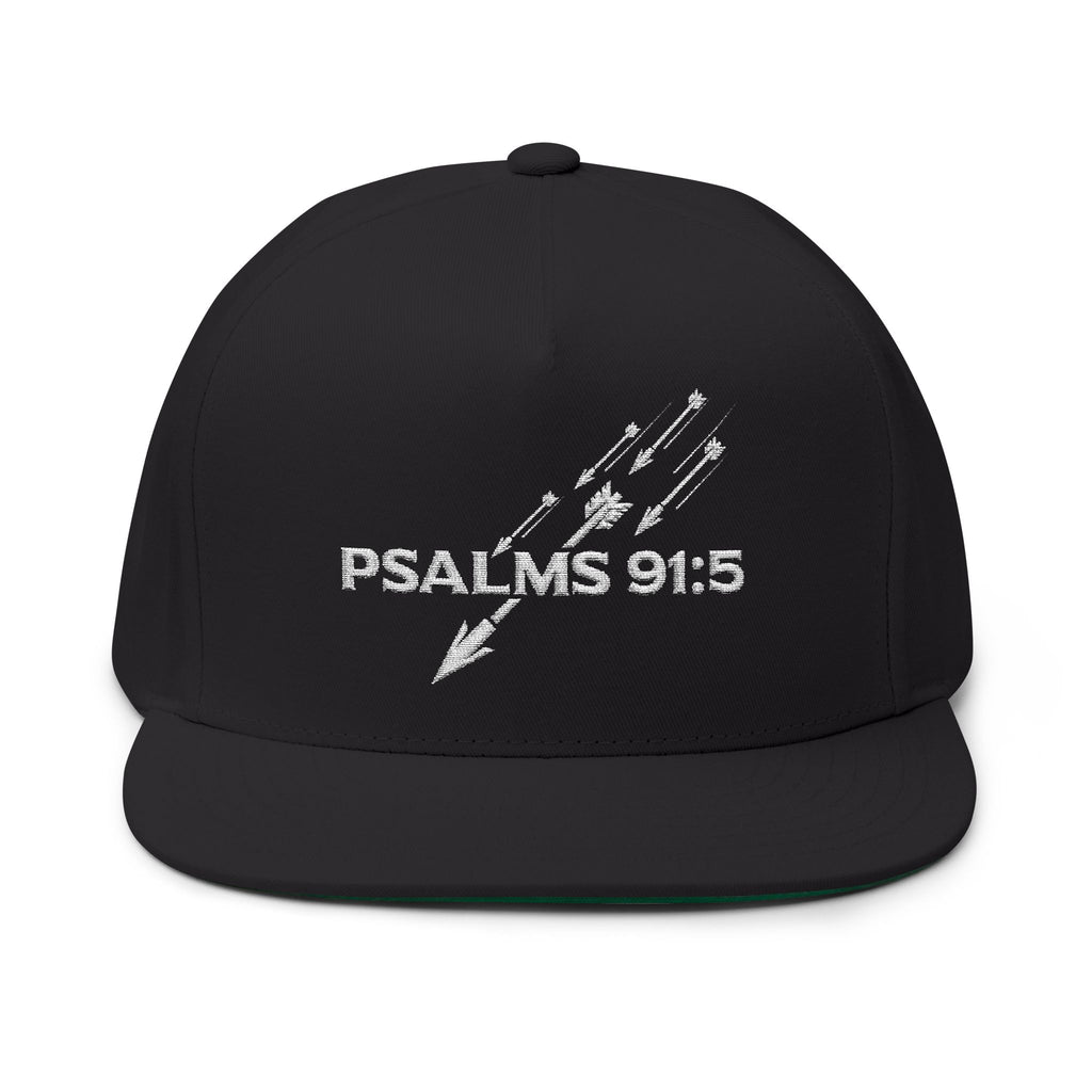 Psalms 91:5 Flat bill Snapback Hat - Black